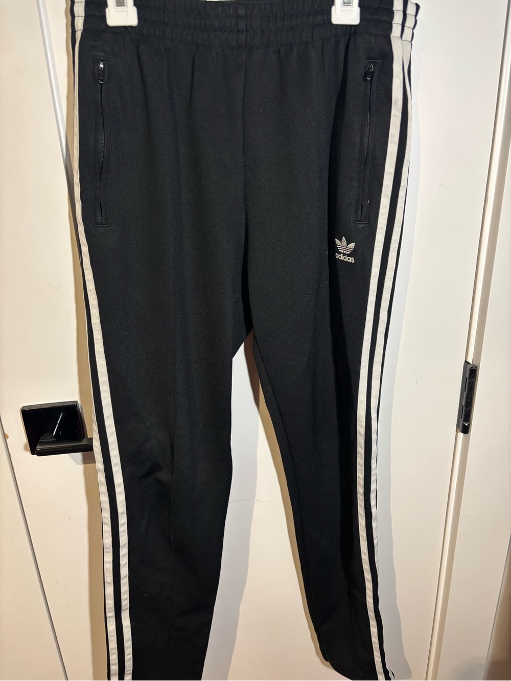 adidas Black Joggers with White Side Stripes